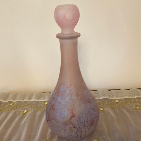 Other - Vintage Decanter Hand Painted in Multi Hues Colors of Pink, purple and blue